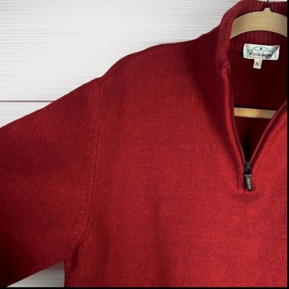 Vintage Verdelago Italy Red Sweater 1/4 Zip Front Yak Hair Wool Blend XL - Picture 4 of 10